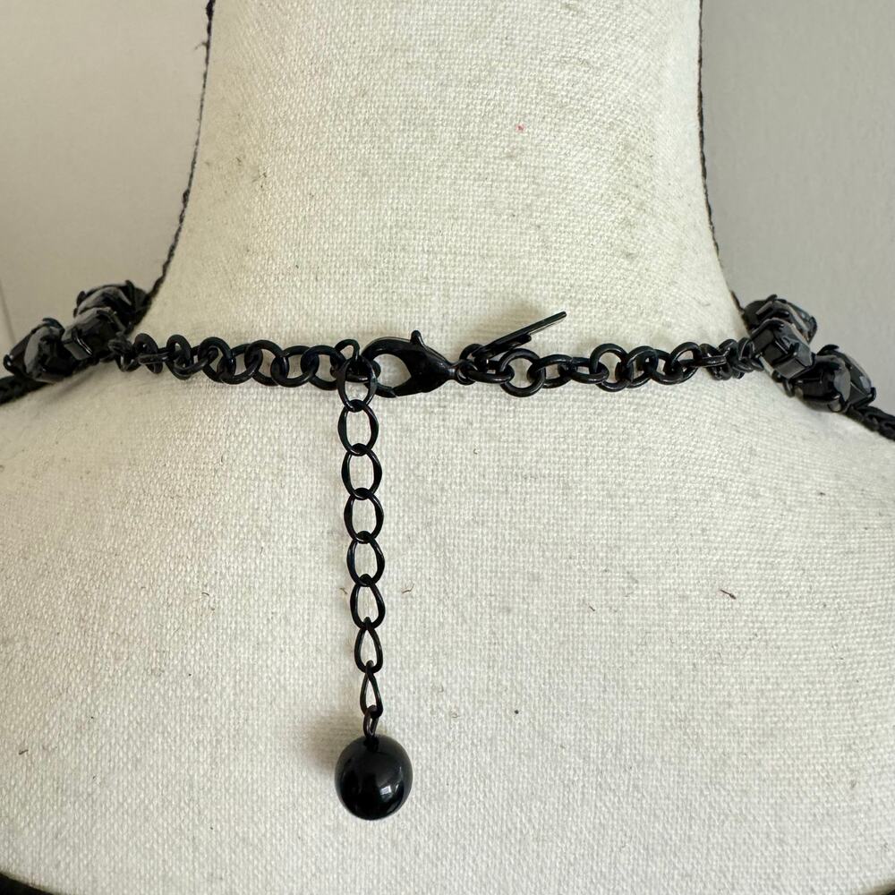 Kate Spade New York Plaza Anthee Collar Necklace Black Rhinestone Signed Rare - Picture 10 of 14